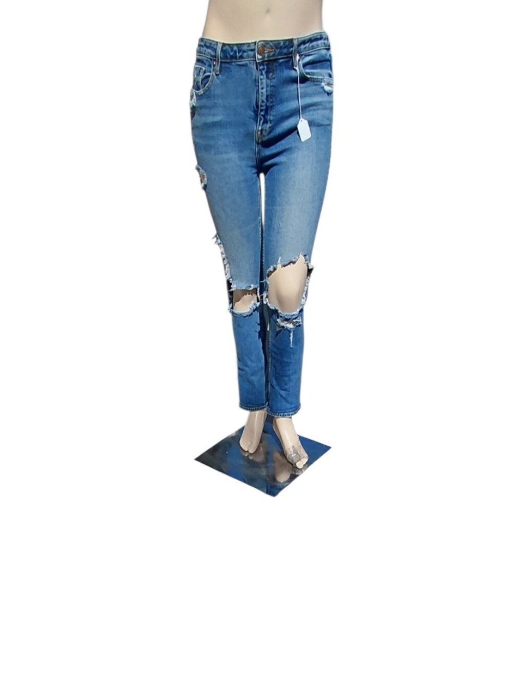 8226C. Women's Vigoss Distressed Straight Leg Jeans Size 30, 28" Inseam 10" Rise